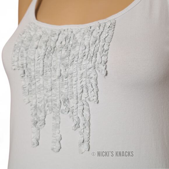 Eddie Bauer Ruffle Front Tank Top Light Blue Cotton Summer Cami Shirt Size M - Picture 3 of 8